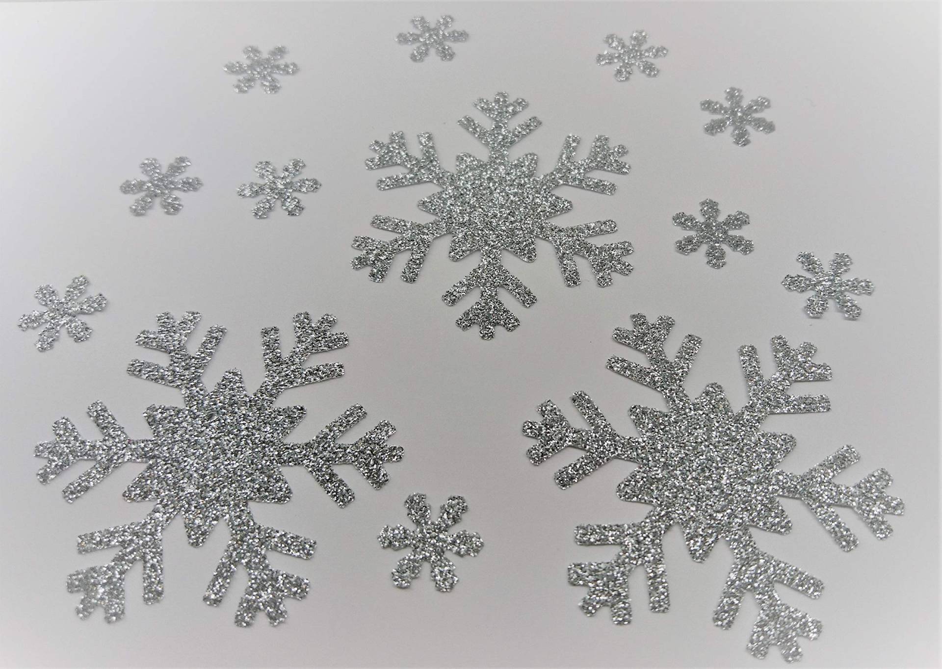 SAFIRMES Schneeflocke Silber zum Aufbügeln Hotfix Glitter Bling DIY 3 x 6 cm + 10 x 1,6 cm von SAFIRMES