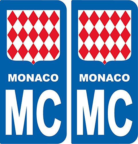 Safefes 2 Aufkleber für Nummernschild, Monaco MC von SAFIRMES