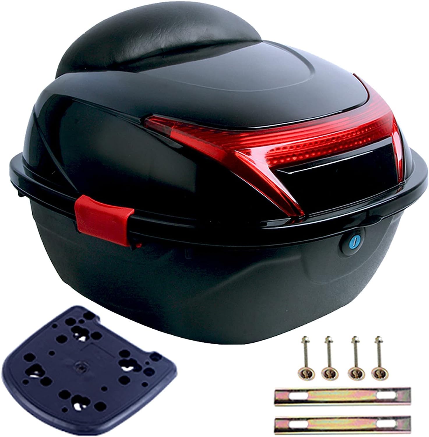 SAFWEL Universelle Motorrad-Topbox, Reisekoffer, Motorrad/Roller-Helm, Gepäckaufbewahrung, Topbox, 30L (Farbe: Schwarz) von SAFWEL