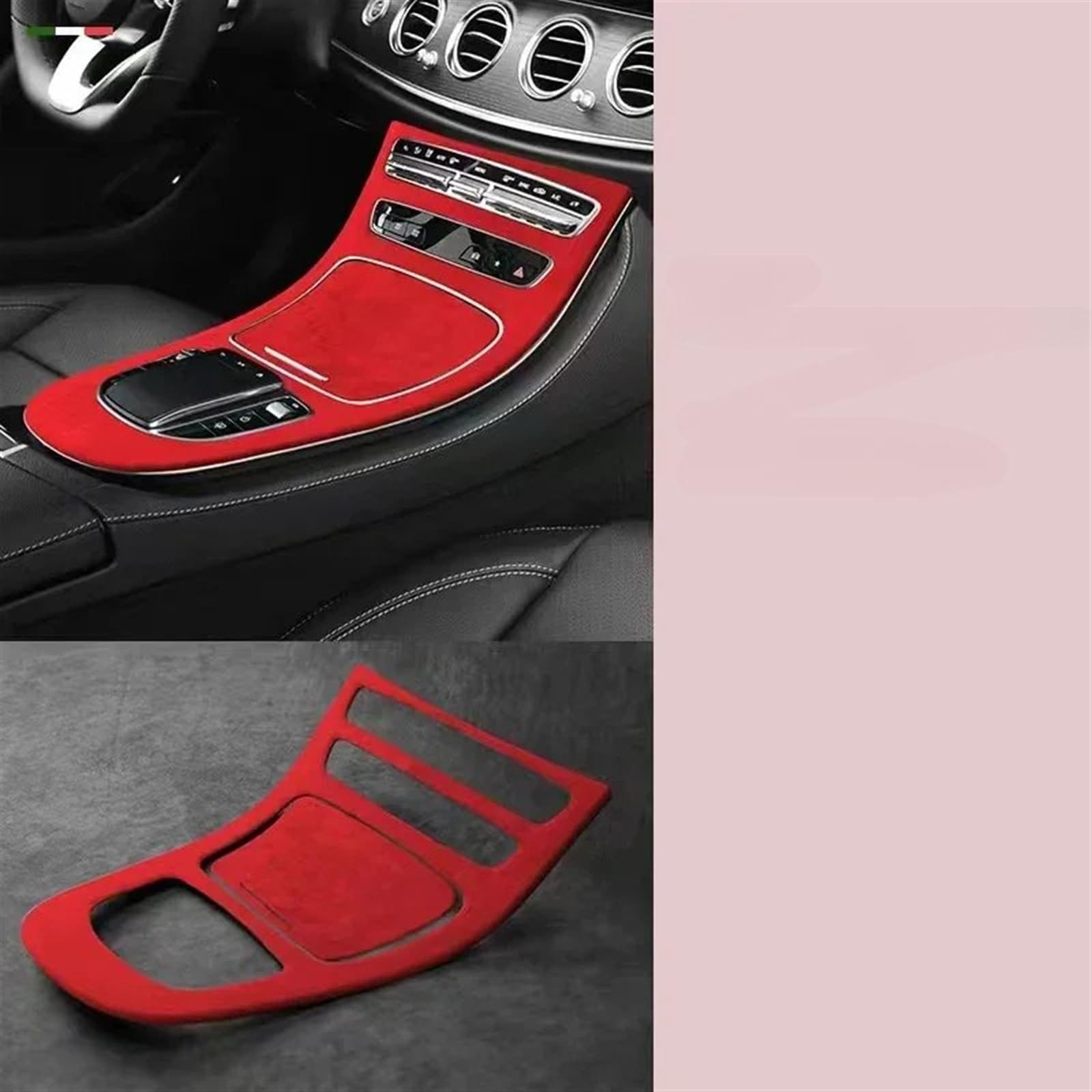 Dekoration Der Mittelkonsole Für Benz Für E-Klasse Für W212 Für W213 2019 2020 2021 2022 2023 Auto Interior Center Konsole Schaltknauf Hebel Panel Shell Automobilinnenraum(A Red) von SAIBOL