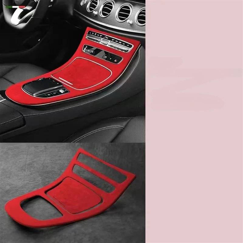 Dekoration Der Mittelkonsole Für Benz Für E-Klasse Für W212 Für W213 2019 2020 2021 2022 2023 Auto Interior Center Konsole Schaltknauf Hebel Panel Shell Automobilinnenraum(A Red) von SAIBOL