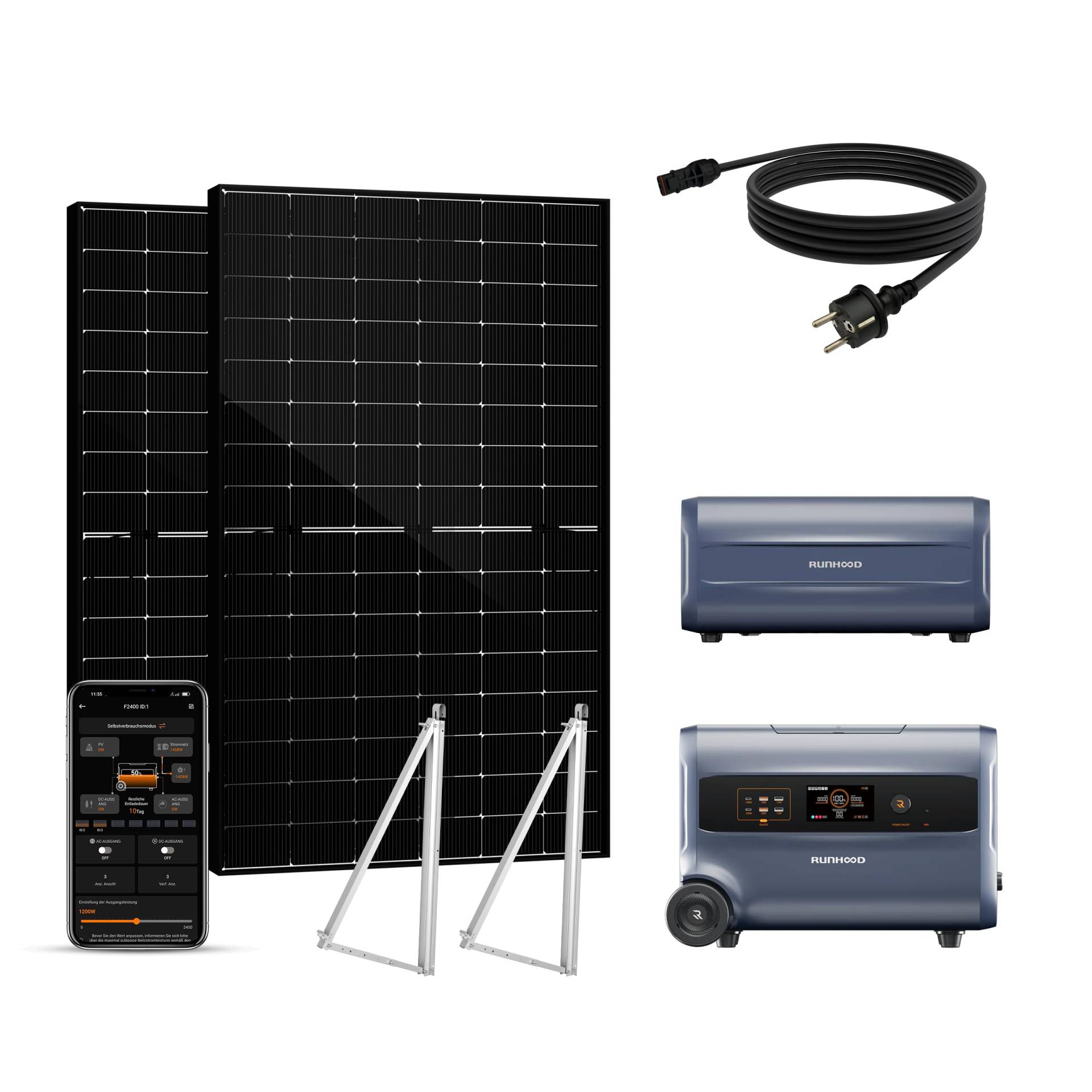 Balkonkraftwerk mit 4.8kWh Speicher und Halterung – Plug & Play Solaranlage mit 2×450W bifazialen Doppelglas-Solarmodulen, All-in-One F2400 + B2400 Akku, PV-Komplettset für Balkon, Wand & Garten Balkonkraftwerk mit 4.8kWh Speicher und Halterung – Plug & Play Solaranlage mit 2×450W bifazialen Doppelglas-Solarmodulen, All-in-One F2400 + B2400 Akku, PV-Komplettset für Balkon, Wand & Garten von SAKETE