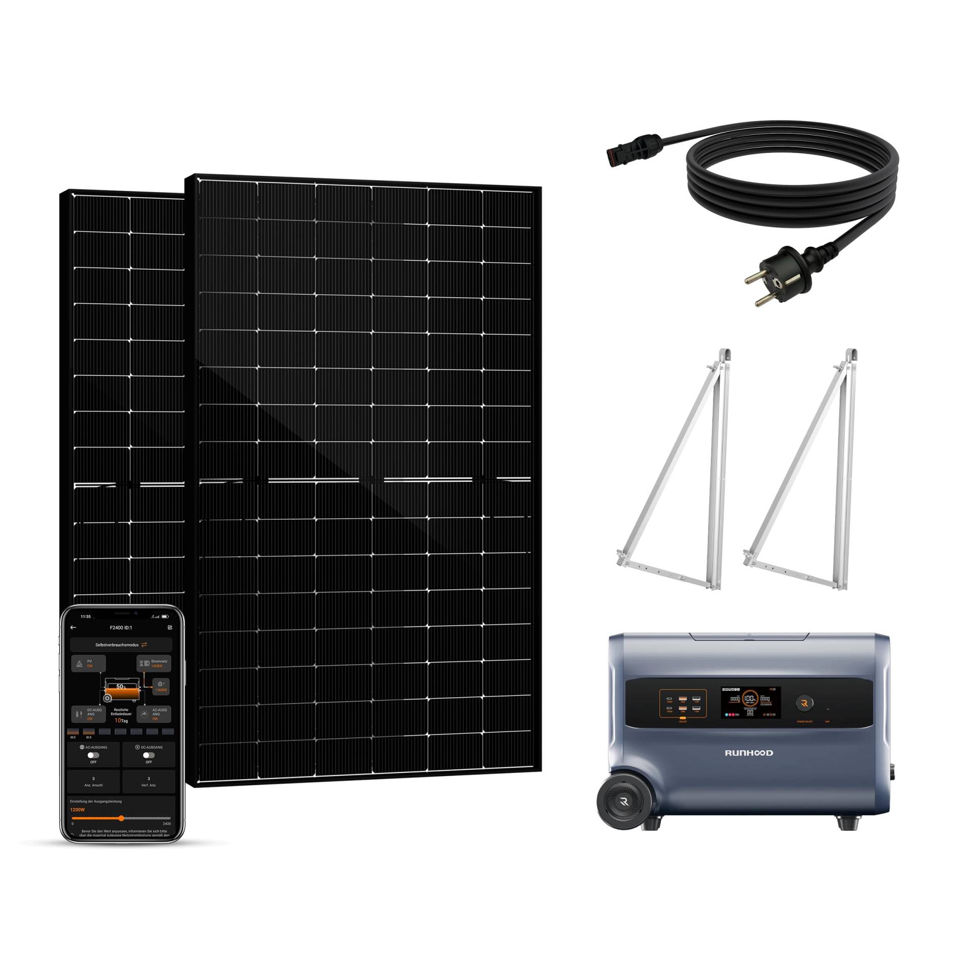 Balkonkraftwerk mit Speicher 2.4kWh und Halterung – Plug & Play Solaranlage mit 2×450W bifazialen Solarpanel, All-in-One F2400 Akku, PV-Komplettset für Balkon, Garten & Camping Balkonkraftwerk mit Speicher 2.4kWh und Halterung – Plug & Play Solaranlage mit 2×450W bifazialen Solarpanel, All-in-One F2400 Akku, PV-Komplettset für Balkon, Garten & Camping von SAKETE