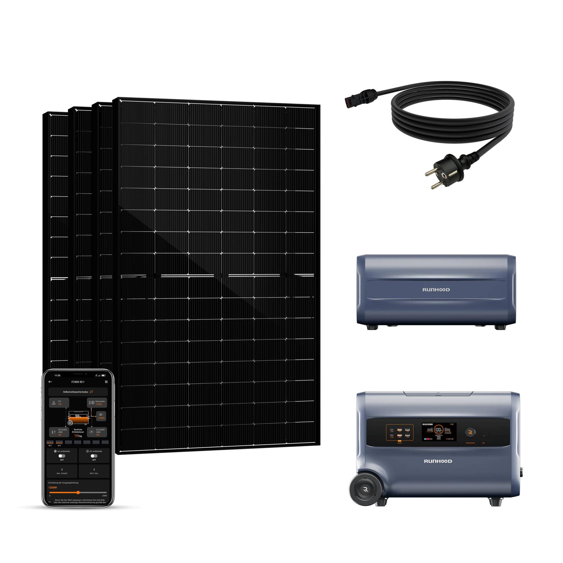 Balkonkraftwerk mit Speicher 4.8 kWh – Plug & Play Solaranlage mit 4×450W bifazialen Doppelglas-Solarmodulen, All-in-One F2400 + B2400 Akku, PV-Komplettset für Balkon, Garten & Camping Balkonkraftwerk mit Speicher 4.8 kWh – Plug & Play Solaranlage mit 4×450W bifazialen Doppelglas-Solarmodulen, All-in-One F2400 + B2400 Akku, PV-Komplettset für Balkon, Garten & Camping von SAKETE