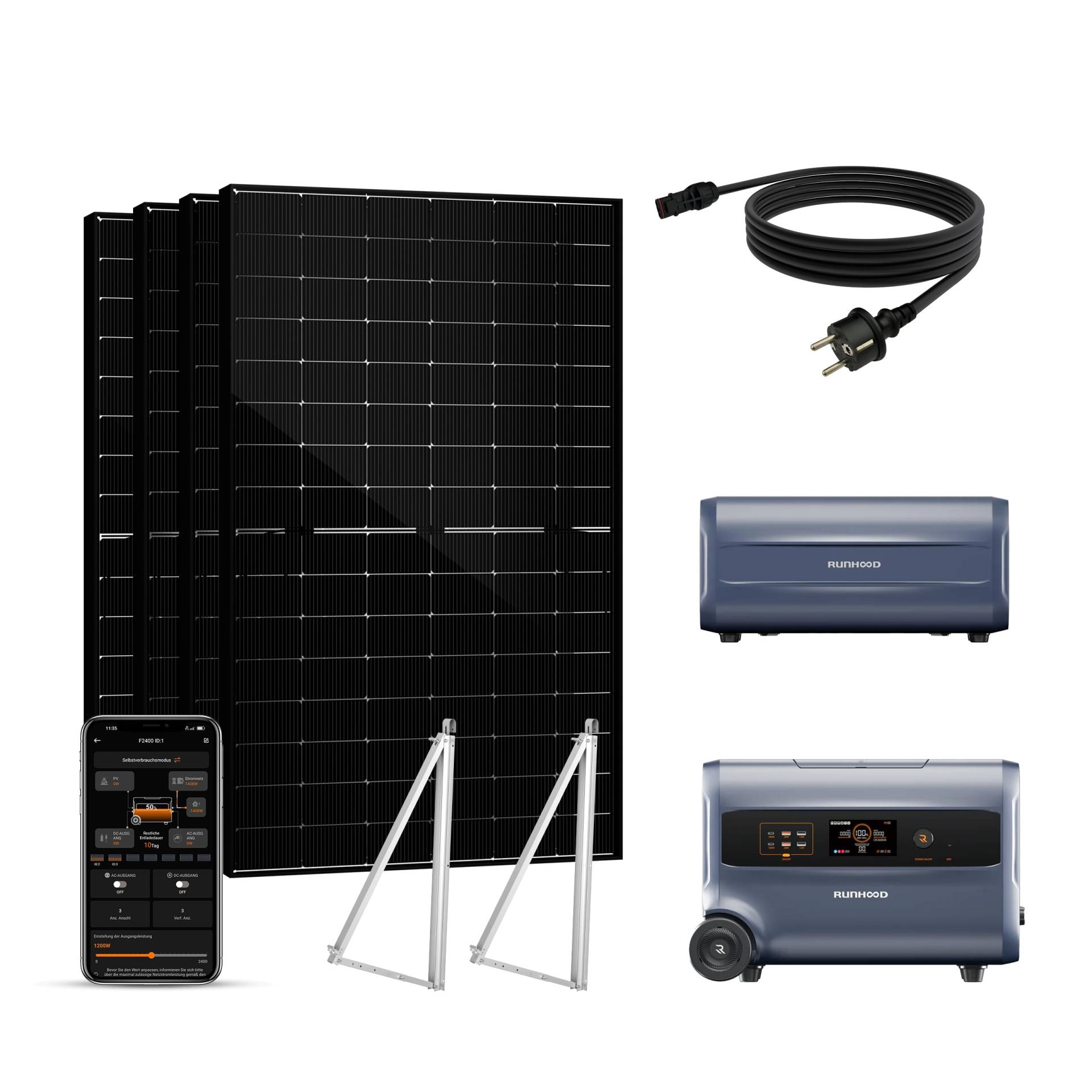 Balkonkraftwerk mit Speicher 4.8 kWh und Halterung – Plug & Play Solaranlage mit 4×450W bifazialen Doppelglas-Solarmodulen, All-in-One F2400 + B2400 Akku, PV-Komplettset für Balkon, Garten & Camping Balkonkraftwerk mit Speicher 4.8 kWh und Halterung – Plug & Play Solaranlage mit 4×450W bifazialen Doppelglas-Solarmodulen, All-in-One F2400 + B2400 Akku, PV-Komplettset für Balkon, Garten & Camping von SAKETE