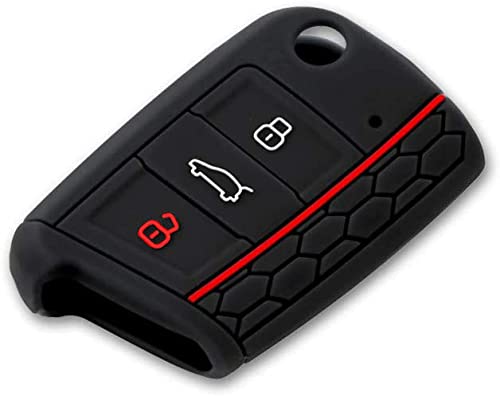 SALPIE Schlüsselhülle für Autoschlüssel, kompatibel mit Volkswagen Polo Golf Tiguan 7 MK7, mit 3 Tasten, Schutzhülle für Silikon von SALPIE