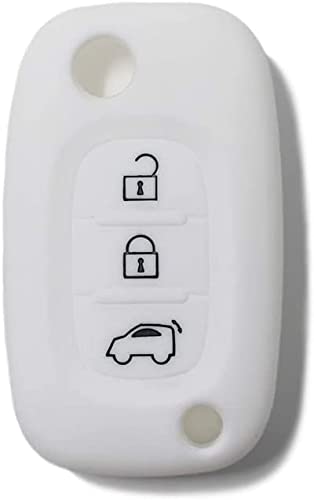 SALPIE Silikonhülle für Smart 451 453 3 Flip Buttons, Autoschlüsselhülle Smart 451 453 Flip Key (Bianco, Smart 453) von SALPIE