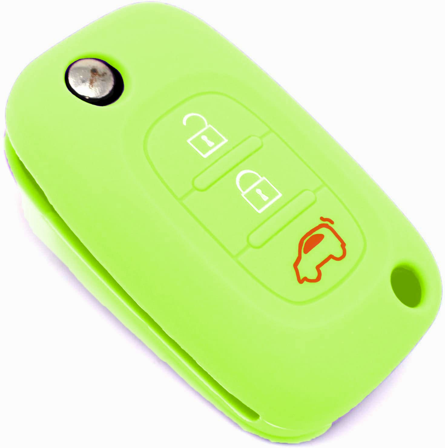 SALPIE Silikonhülle für Smart 451 453 3 Knöpfe Flip, Car Key Cover Smart 451 453 Flip Schlüssel (Neongrün 2, Smart 453) von SALPIE