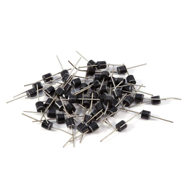 10A10 10A 1000V Diode, 50 Stück, Hochspannungsgleichrichterdiode, elektronische Siliziumdioden, Axialgleichrichterdiodensatz, Diodensortiment-Kit von SALUTUYA