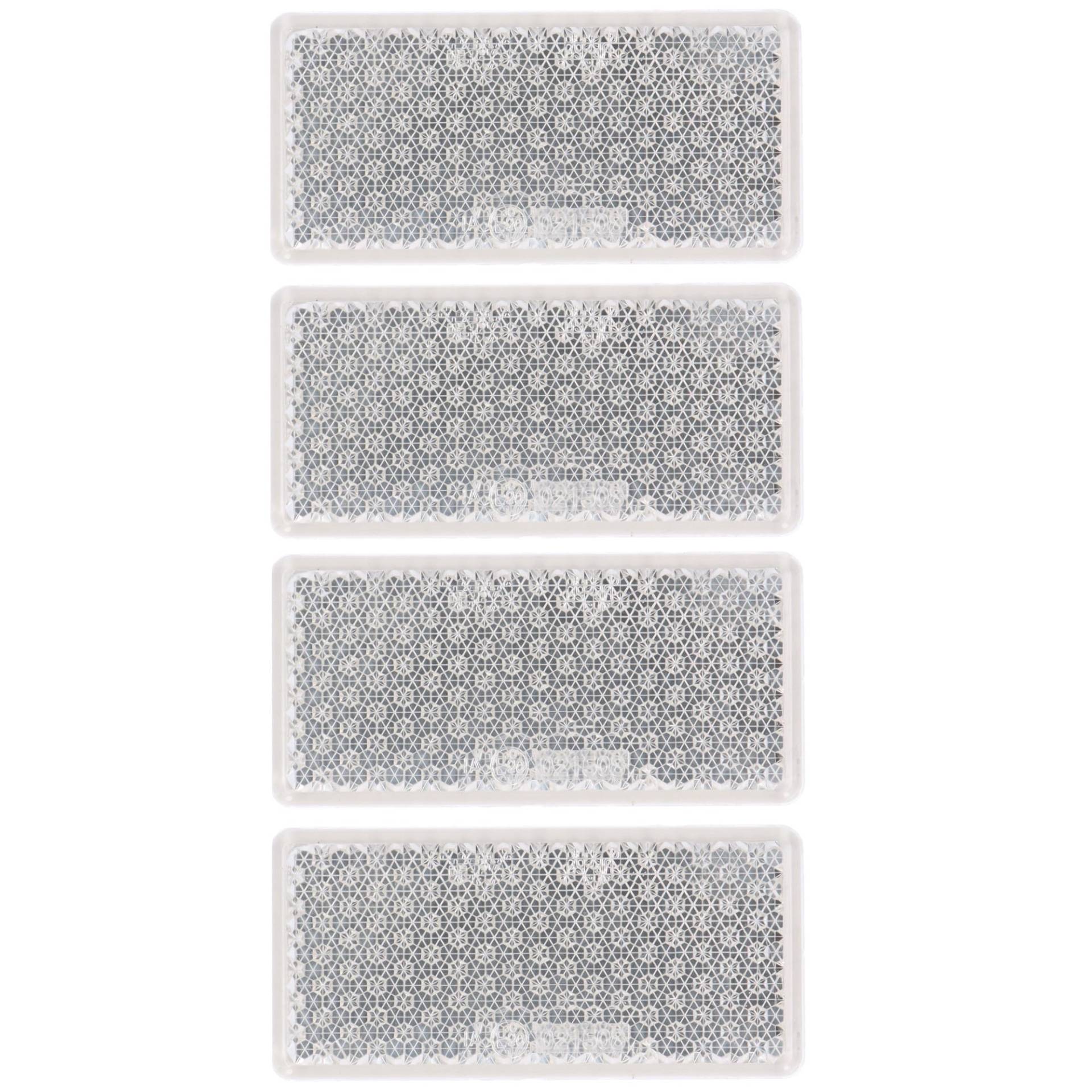 4 Reflektor Rot Gelb Weiß Rückstrahler Katzenauge Seitenstrahler zum kleben Selbstklebend mit Schraube PKW Anhänger 72x21mm 96x46mm 60mm Ø (Weiß | Eckig | 96x46mm | Selbstklebend) von SAMETRUCK