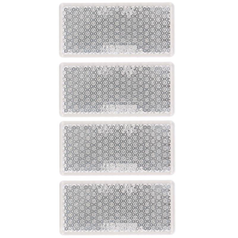 4 Reflektor Rot Gelb Weiß Rückstrahler Katzenauge Seitenstrahler zum kleben Selbstklebend mit Schraube PKW Anhänger 72x21mm 96x46mm 60mm Ø (Weiß | Eckig | 96x46mm | Selbstklebend) von SAMETRUCK