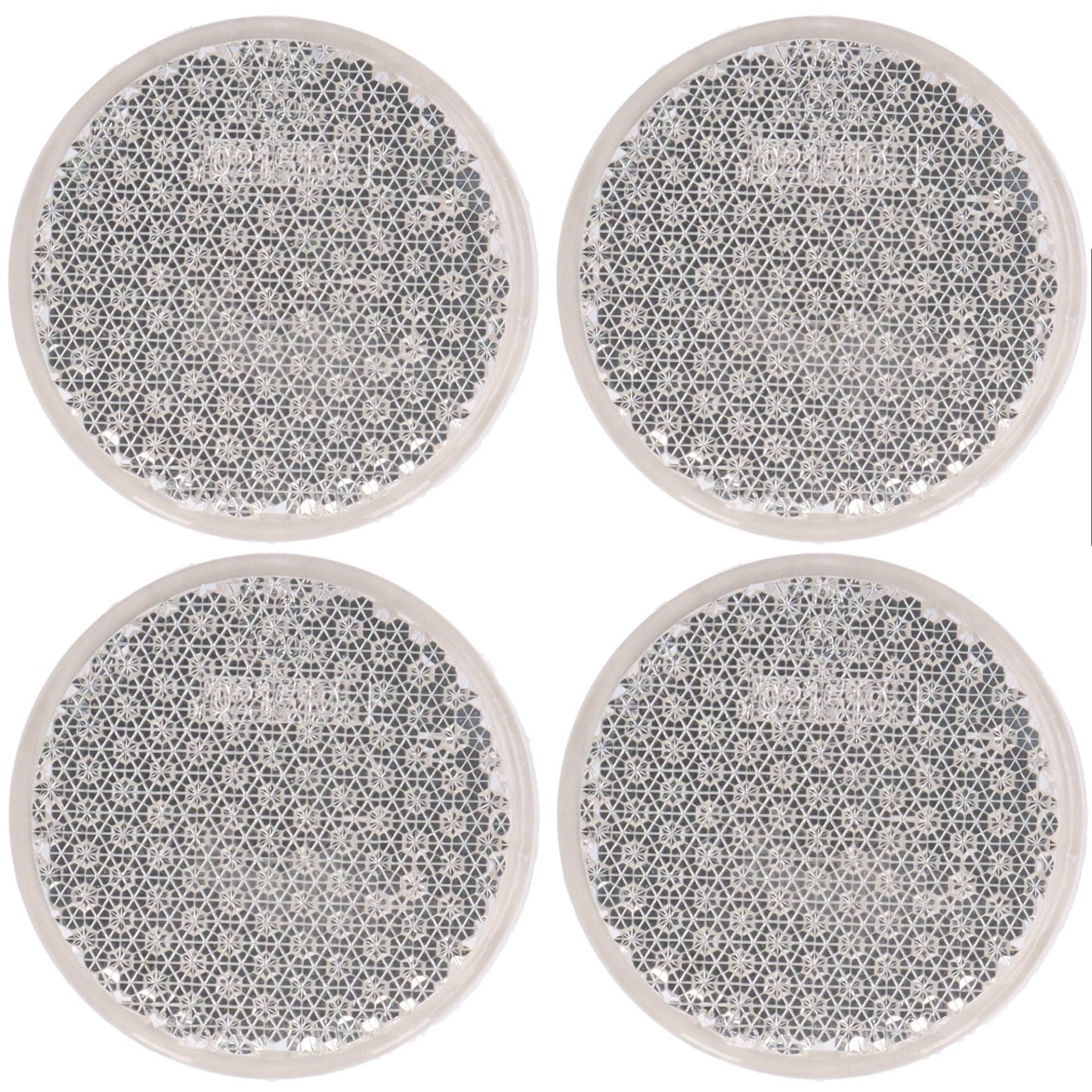 4 Reflektor Rot Gelb Weiß Rückstrahler Katzenauge Seitenstrahler zum kleben Selbstklebend mit Schraube PKW Anhänger 72x21mm 96x46mm 60mm Ø (Weiß | Rund | 60mm Ø | Selbstklebend) von SAMETRUCK