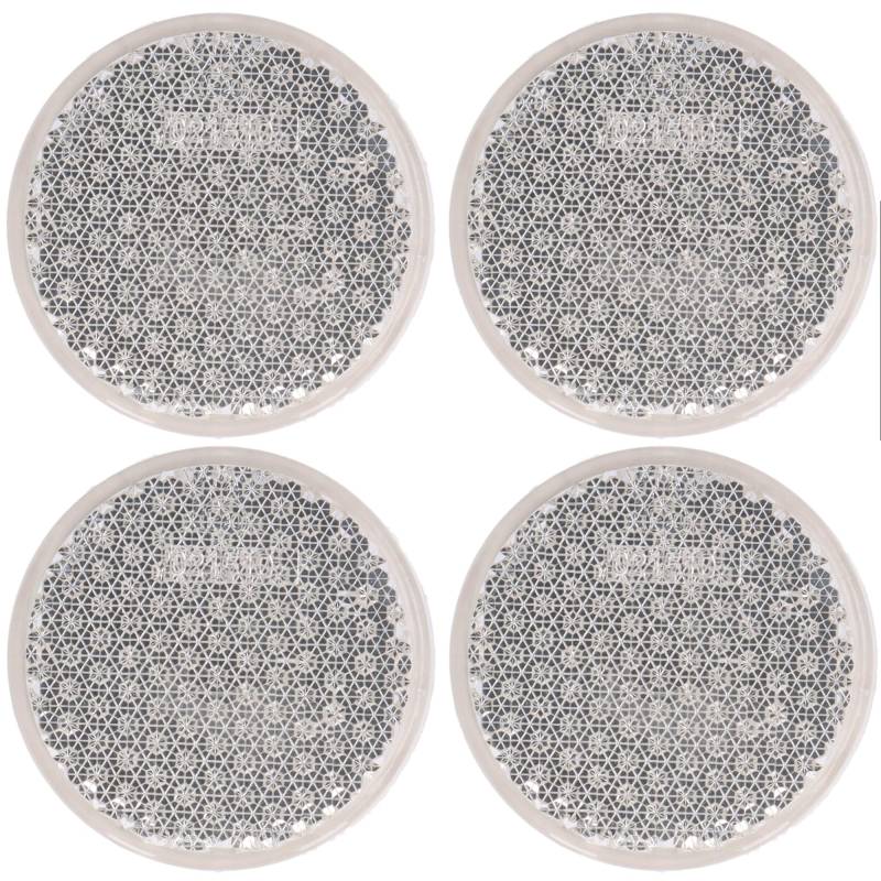 4 Reflektor Rot Gelb Weiß Rückstrahler Katzenauge Seitenstrahler zum kleben Selbstklebend mit Schraube PKW Anhänger 72x21mm 96x46mm 60mm Ø (Weiß | Rund | 60mm Ø | Selbstklebend) von SAMETRUCK
