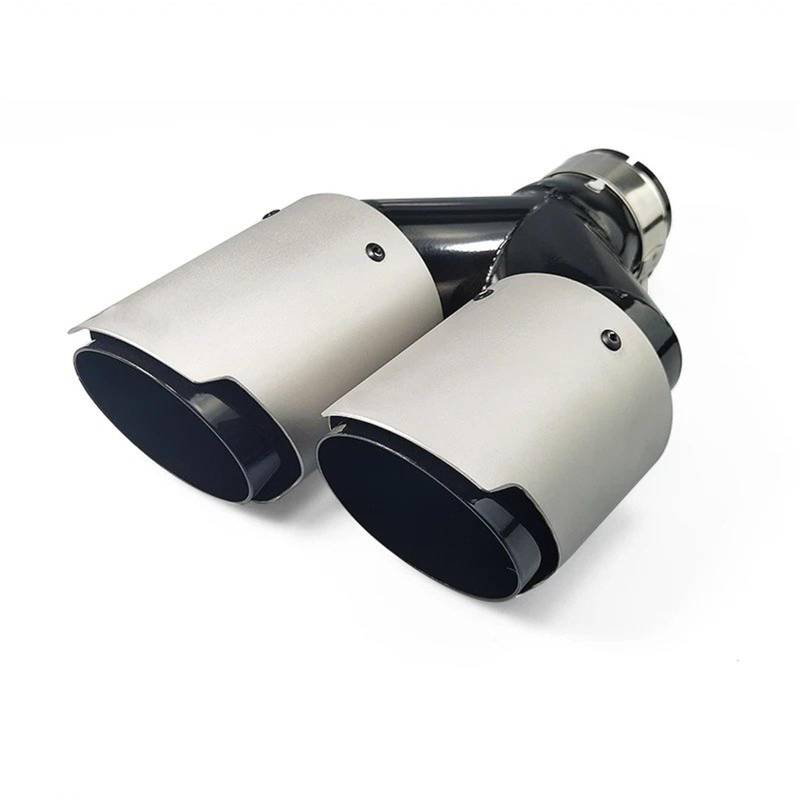 Auto Auspuff Endrohr 1 STÜCKE Äußere Matte + Schwarz Edelstahl Auto Auspuff Düse Doppel-Ended Rohr Modifizierte Schalldämpfer Auspuffspitzen von SAMWDK
