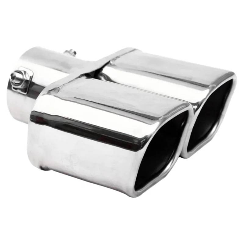 Auto Auspuff Endrohr 1 Stück Silber/Schwarz Auto Doppelauspuffspitze Quadratisches Auslassrohr Universal Edelstahl Schalldämpfereinlass 2,5" 3" Auspuffspitzen von SAMWDK