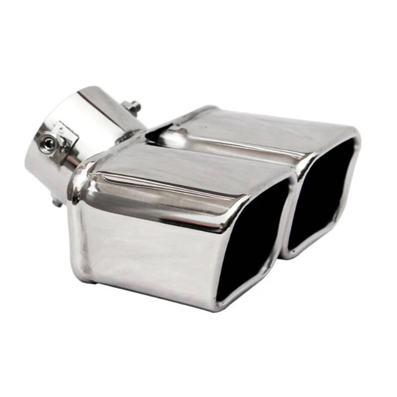 Auto Auspuff Endrohr 1 Stück Silber/Schwarz Auto Doppelauspuffspitze Quadratisches Auslassrohr Universal Edelstahl Schalldämpfereinlass 2,5" 3" Auspuffspitzen von SAMWDK