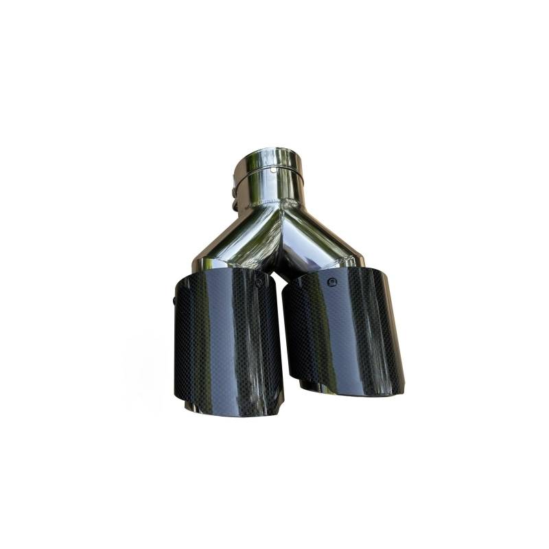 Auto Auspuff Endrohr 1 Stücke Automobil Universal Carbon Fib Schwanz Throat Edelstahl Schalldämpfer Y-Form Doppel-Outlet Auspuff Düse Spitze Auspuffspitzen von SAMWDK
