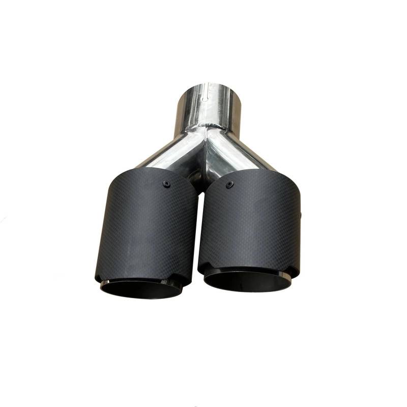 Auto Auspuff Endrohr 1PC Automobil Universal Y-Form Doppel-Outlet Carbon Fiber Auspuffspitze Edelstahl Rohr Muffel Matte Ausgang Auspuffspitzen von SAMWDK