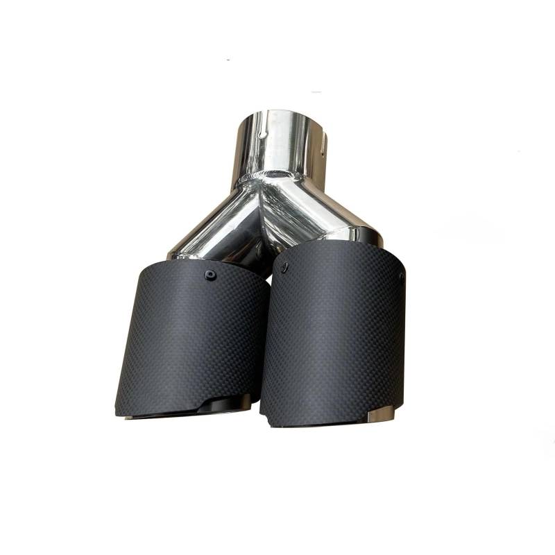 Auto Auspuff Endrohr 1PC Automobil Universal Y-Form Doppel-Outlet Carbon Fiber Auspuffspitze Edelstahl Rohr Muffel Matte Ausgang Auspuffspitzen von SAMWDK
