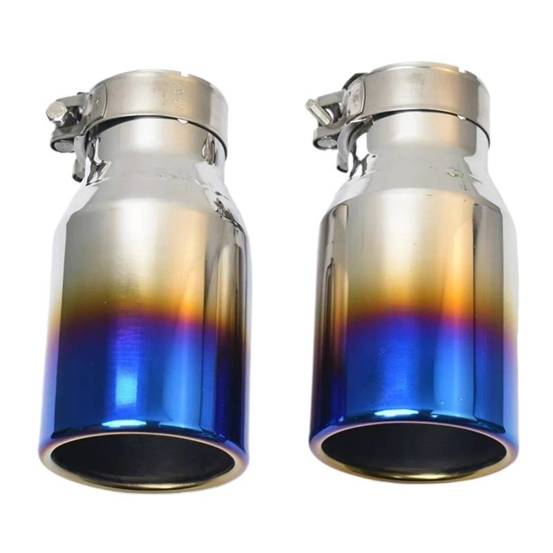 Auto Auspuff Endrohr 1Pcs Universal Blau Edelstahl Flache Flansch Auspuffrohr Lockige Schalldämpfer Spitze Auspuffspitzen von SAMWDK
