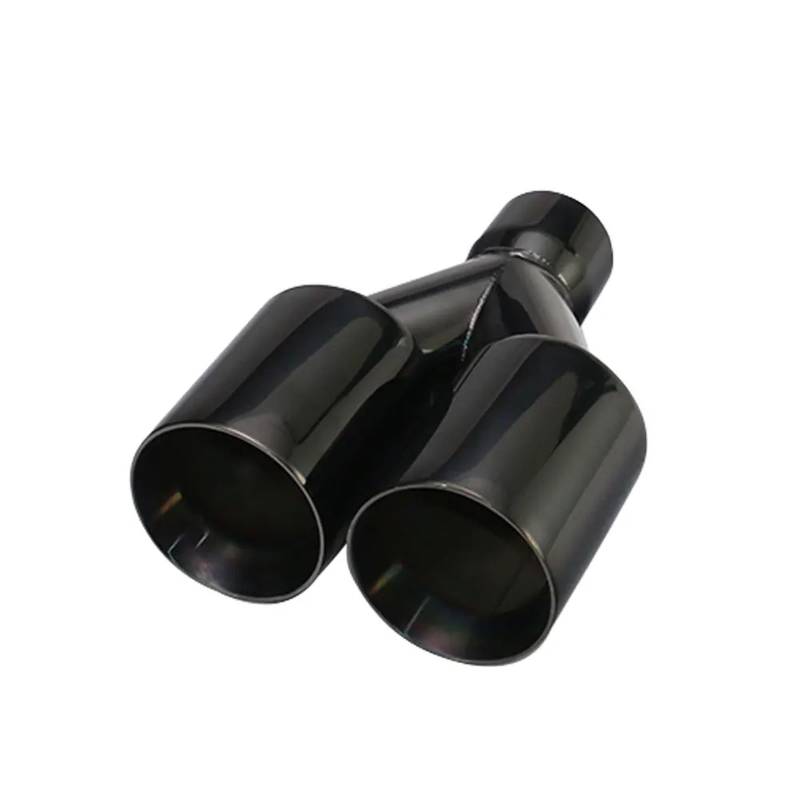 Auto Auspuff Endrohr Auto-Auspuffendrohr-Schnittstelle, 51 Mm, 63 Mm, Flach, Doppelauslass, Universelle Schalldämpferspitzen Aus Edelstahl, Schwarz Auspuffspitzen von SAMWDK