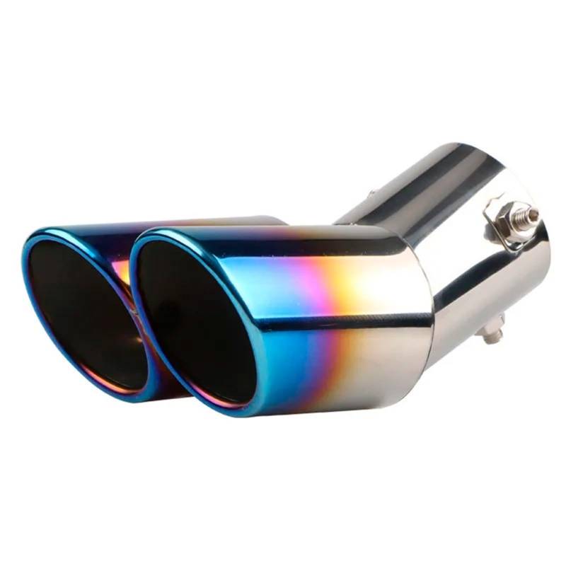 Auto Auspuff Endrohr Universal Auto Doppel Auspuff Tipps Runde Edelstahl Chrom Schwanz Schalldämpfer Spitze Rohr Zubehör Auspuffspitzen von SAMWDK