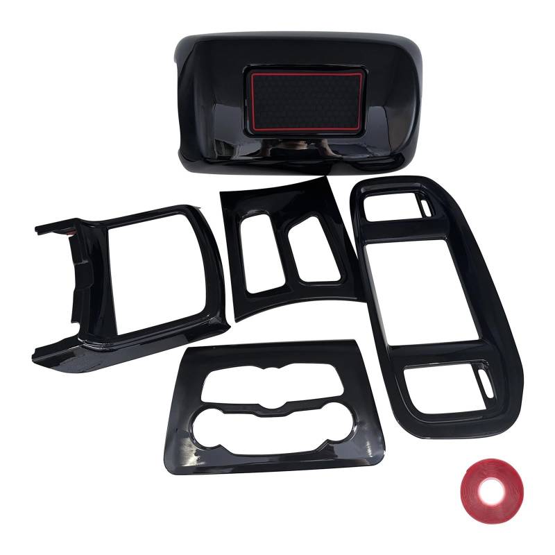 Auto Innenmittelkonsolen Auto Innen Zentrale Steuerung A/C Abdeckung Navigation Bildschirm Abdeckung Getriebe Shift Panel Trim Für Dodge Für Ladegerät 2015 + Auto Innenraum(Gloss Black) von SAMWDK
