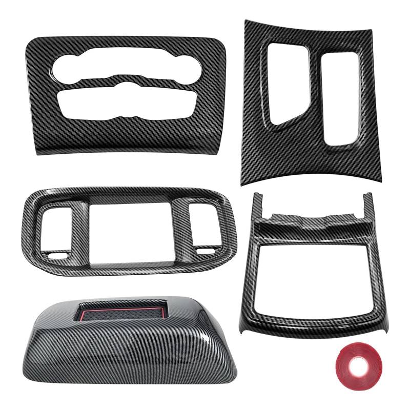 Auto Innenmittelkonsolen Auto Innen Zentrale Steuerung A/C Abdeckung Navigation Bildschirm Abdeckung Getriebe Shift Panel Trim Für Dodge Für Ladegerät 2015 + Auto Innenraum(Kohlefaser) von SAMWDK