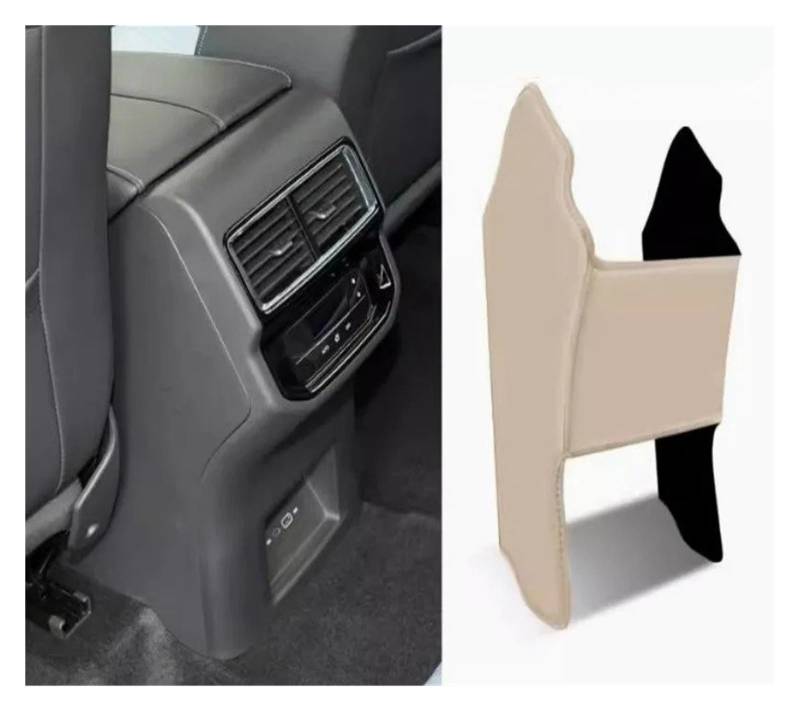 Auto Innenmittelkonsolen Für VW Für Teramont 2017 2018 2019 2020 2021 2022 2023 Hinten Armlehne Box Anti Kick Pad Mikrofaser Leder Schutzhülle Matte Auto Zubehör Auto Innenraum(Beige2) von SAMWDK