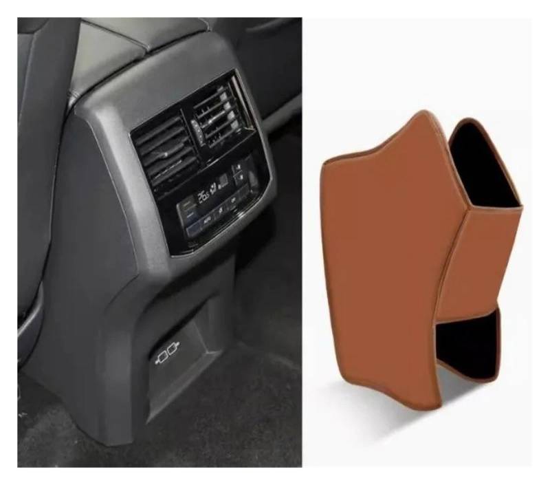 Auto Innenmittelkonsolen Für VW Für Teramont 2017 2018 2019 2020 2021 2022 2023 Hinten Armlehne Box Anti Kick Pad Mikrofaser Leder Schutzhülle Matte Auto Zubehör Auto Innenraum(Brown1) von SAMWDK