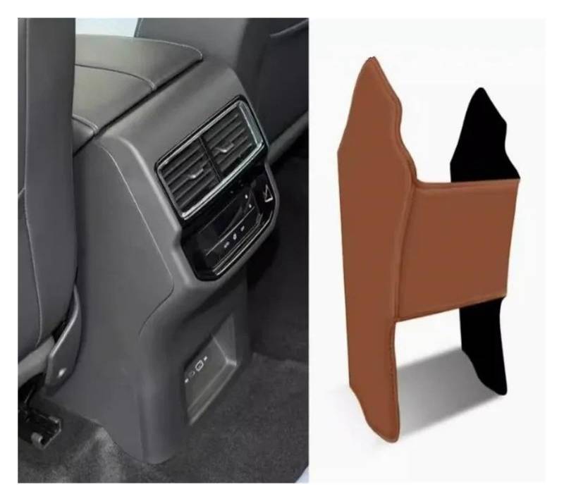 Auto Innenmittelkonsolen Für VW Für Teramont 2017 2018 2019 2020 2021 2022 2023 Hinten Armlehne Box Anti Kick Pad Mikrofaser Leder Schutzhülle Matte Auto Zubehör Auto Innenraum(Brown2) von SAMWDK