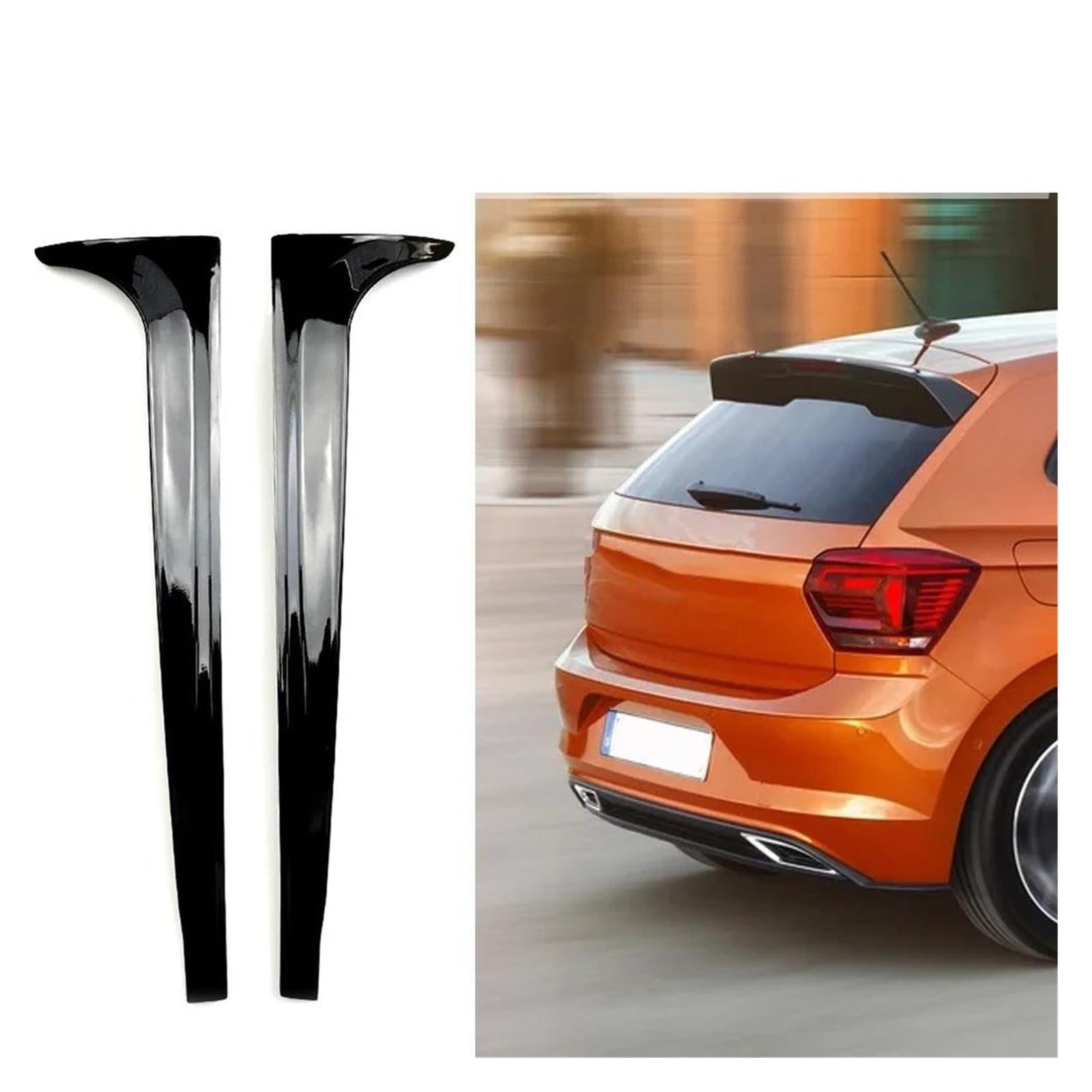 Heckspoiler Für VW Für Polo MK6 Hinten Seite Flügel Dach Spoiler Aufkleber Trim Abdeckung 2018 2019 2020 Glanz Schwarz Heckflügel von SANCAK