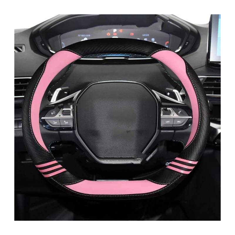 Lenkrad Abdeckung Für Peugeot 2008 2019 2020 2022 E2008 2020 Nette Auto Lenkrad Abdeckung PU Leder Mädchen Auto Zubehör Innen Coche Lenkradbezug(Rosa) von SANCAK