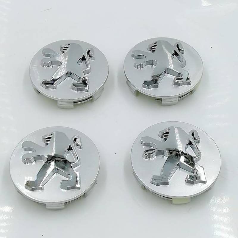 4 Stück Radnabenkappen für Peugeot 407 607 RCZ 60mm, Felgendeckel Felgenkappen Nabenkappen Nabendeckel Radnabenabdeckung Radnabendeckel Reifen Felgen von SANNIS