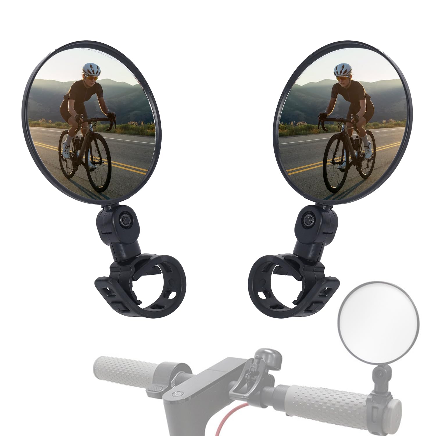 Fahrradspiegel Sicherer Rückspiegel 2 Stück 360°Drehbar Konvexspiegel Klappbar Radfahren Rückspiegel Lenker Spiegel für Fahrrad, Mountainbikes, Rennräder von SANOU