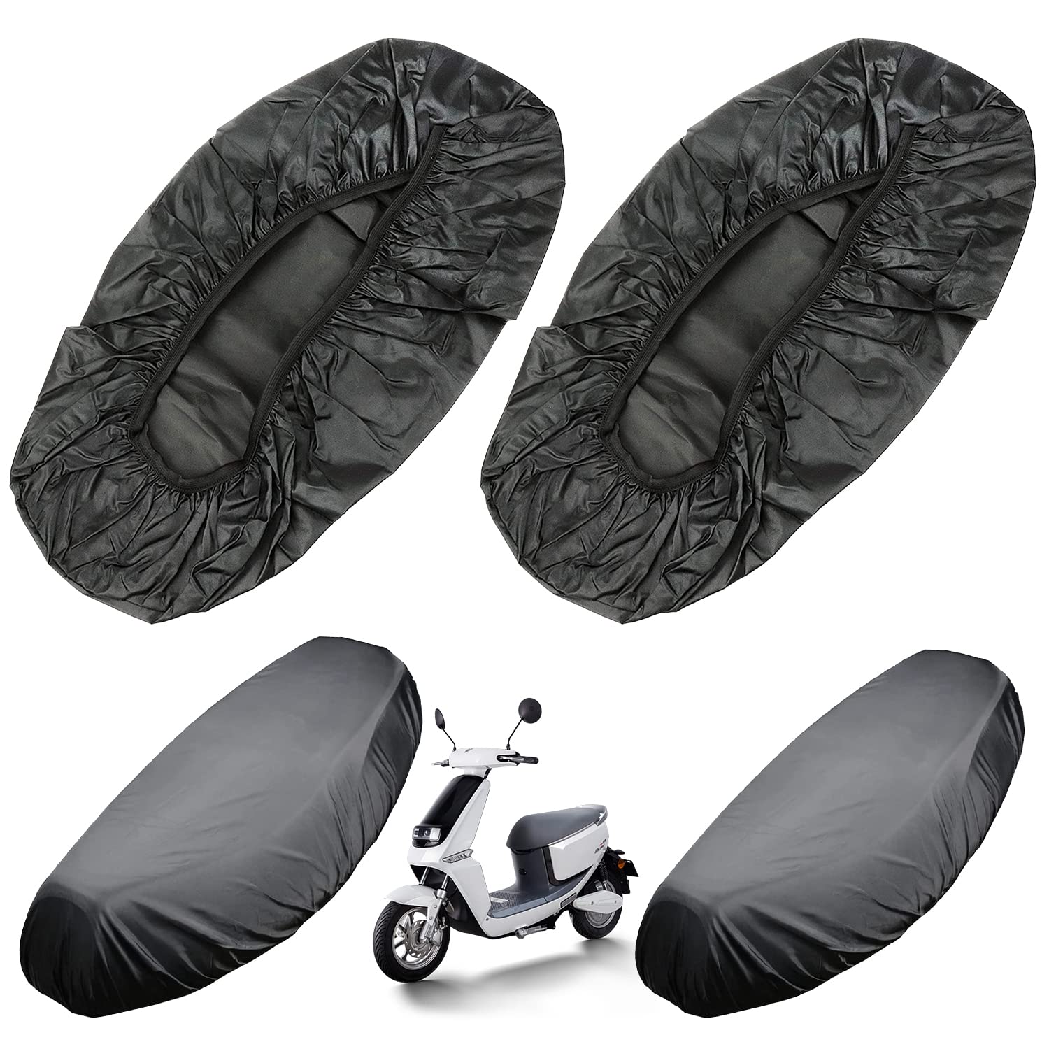 Sitzabdeckung Motorrad Kissen Leder wasserdicht Motorrad Kissen Sitzbankabdeckung für Motorrad Roller Sitzschutz Schwarz 2 Stück von SANOU