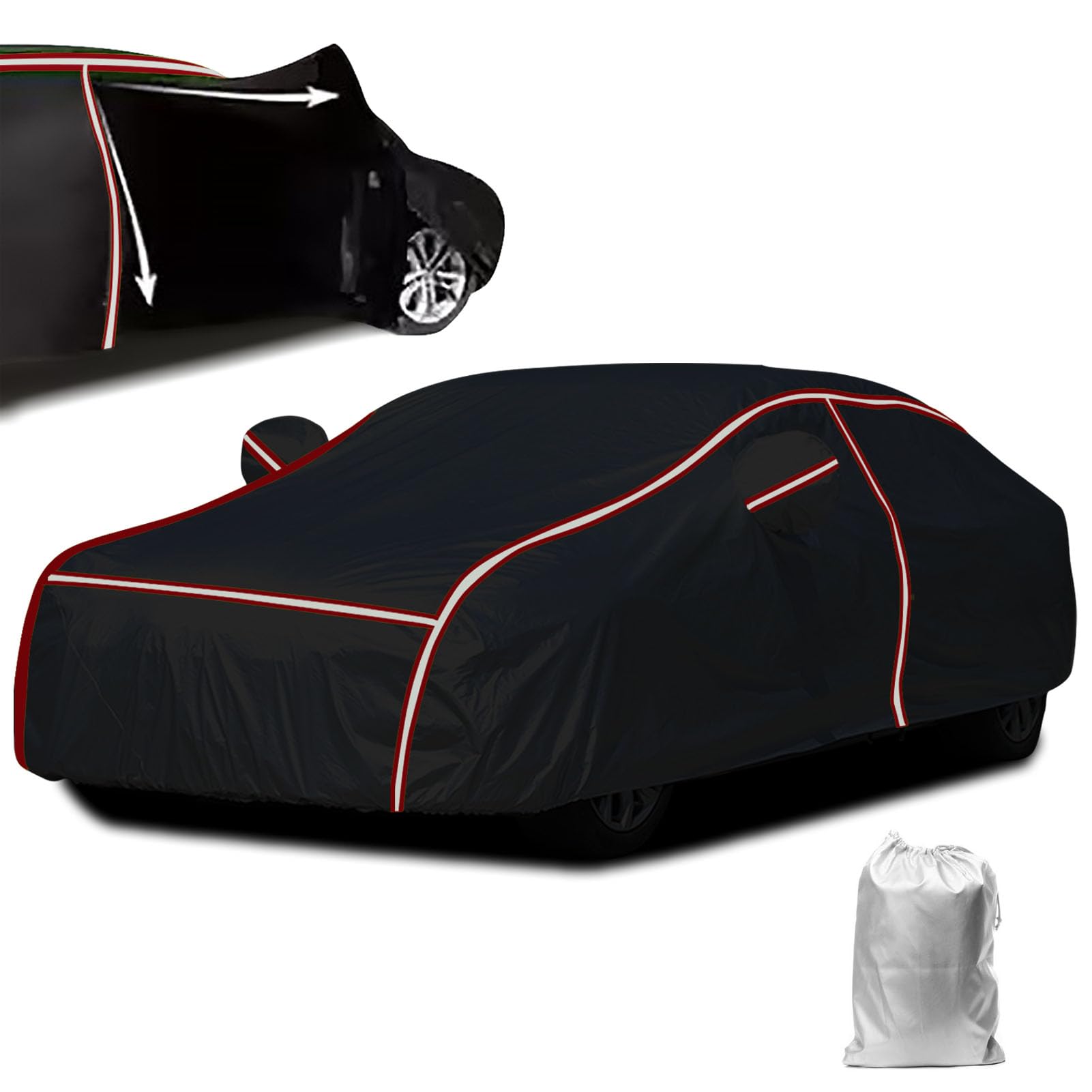 Wetterfeste Autoplane für M3 Coupe E46(2000-2006), Autoabdeckung Outdoor Wasserdicht Staubdicht Winddicht Schneedicht UV Schutz Mit Reflektierenden Streifen von SANPLEDVK