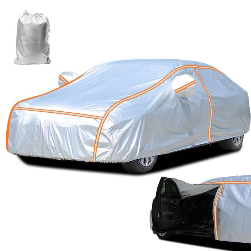 Wetterfeste Autoplane für Mini Hatch F55(2014-22), Autoabdeckung Outdoor Wasserdicht Staubdicht Winddicht Schneedicht UV Schutz Mit Reflektierenden Streifen von SANPLEDVK