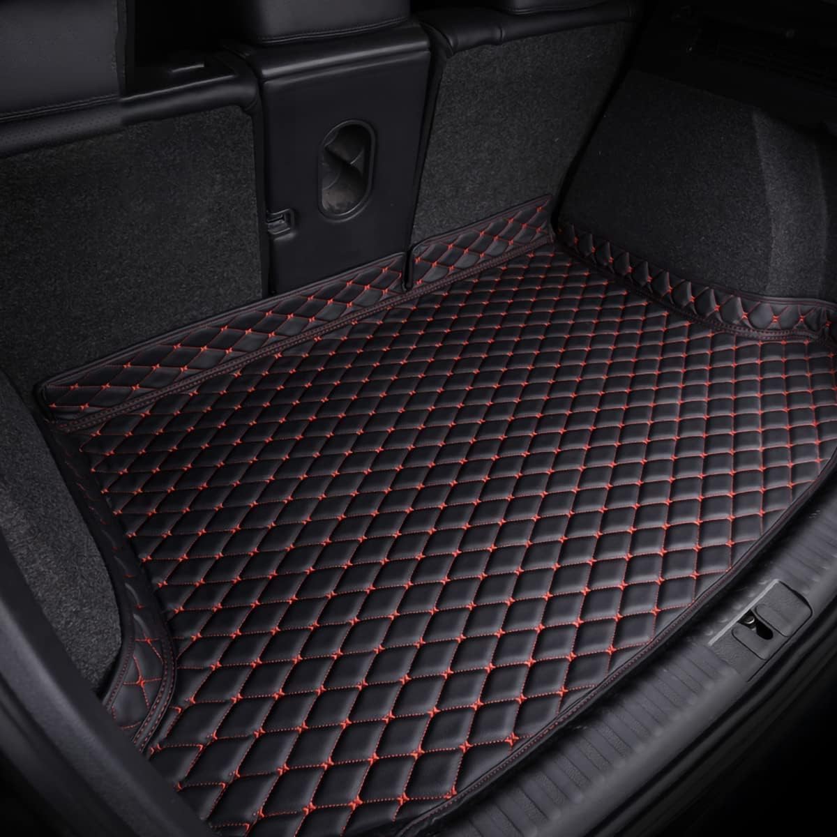 SANQIUTOU Auto Kofferraummatten für Ford Focus ST-Line MK4 2019-2021,Kofferraumschutz Kofferraumwanne Fahrzeugteppich Verschleißfest wasserdichte AutozubehöR,1pc-Black Red von SANQIUTOU