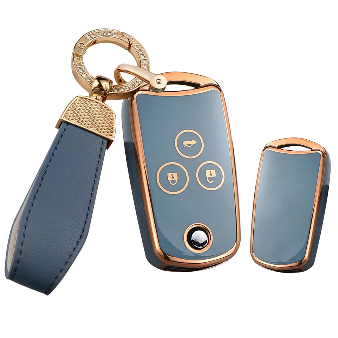 SANRILY Keyless Golden-Edge 3 Button Flip Key Fob Cover für Acura MDX TL TSX ZDX RSX für Honda Civic IX Pilot Accord 8 CRV Jazz HRV Schlüsselhülle mit Leder Schlüsselanhänger Blau SANRILY Keyless Golden-Edge 3 Button Flip Key Fob Cover für Acura MDX TL TSX ZDX RSX für Honda Civic IX Pilot Accord 8 CRV Jazz HRV Schlüsselhülle mit Leder Schlüsselanhänger Blau von SANRILY