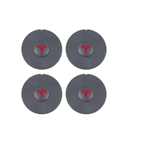 4 Stück Auto Radnabenkappen für Tesla Modell 3 Highland 2024,Nabendeckel Felgendeckel Wasserdicht Staubdicht Radmittenabdeckung für Dekoration von Automobilen Rad,Red von SANSHAOS