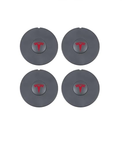 SANSHAOS 4 Stück Auto Radnabenkappen für Tesla Modell 3 Highland 2024,Nabendeckel Felgendeckel Wasserdicht Staubdicht Radmittenabdeckung für Dekoration von Automobilen Rad,Red von SANSHAOS