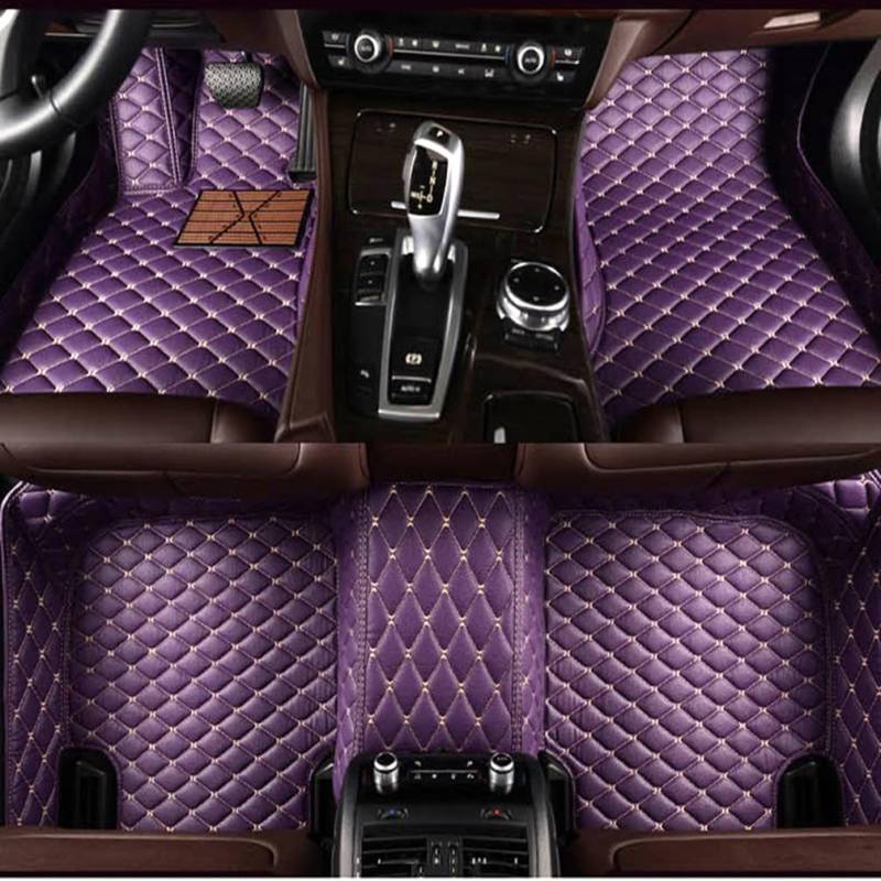 SANSHAOS Nach Maß Leder Fußmatten Auto für Dodge RAM 1500 2019-2021, Fussmatten Auto wasserdichte rutschfeste Automatten Autoteppich Auto Deko,Purple von SANSHAOS