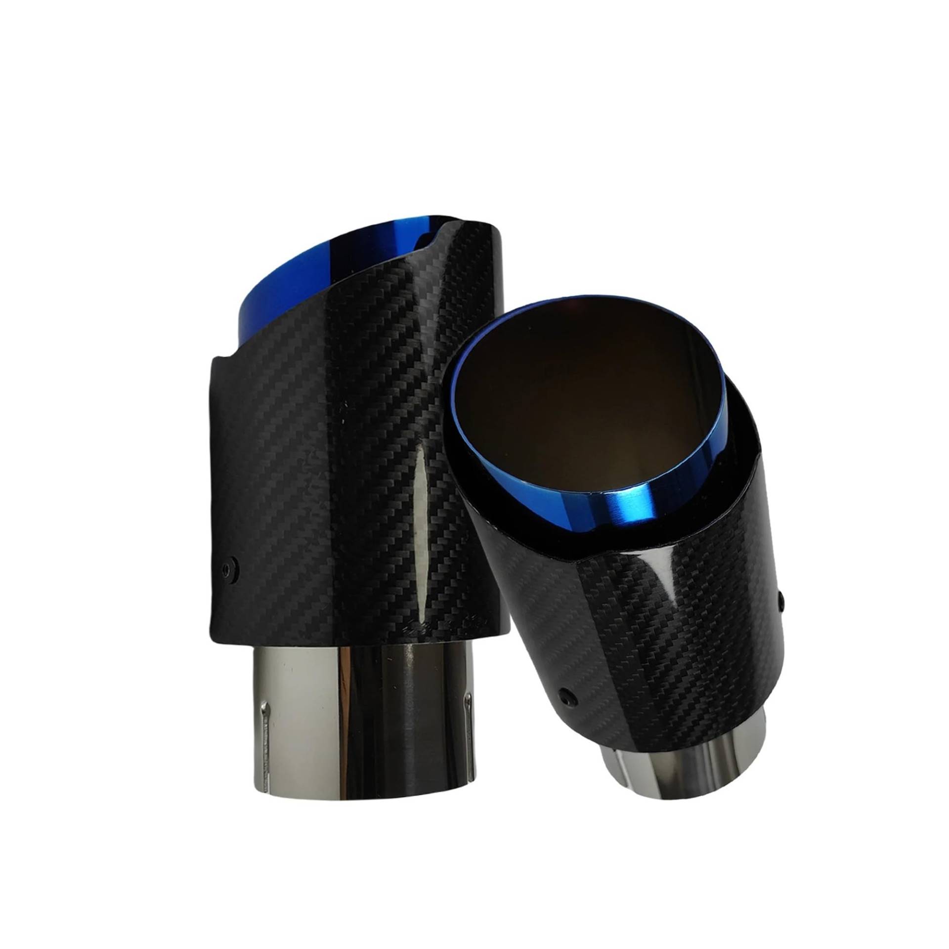 1 Stück Universal Auto Carbon Fiber Endrohr Edelstahl Schalldämpfer Blau Beschichtung Twill Glossy Schalldämpfer Auspuffdüse Spitze(51mm-101mm) von SAPIIKEF