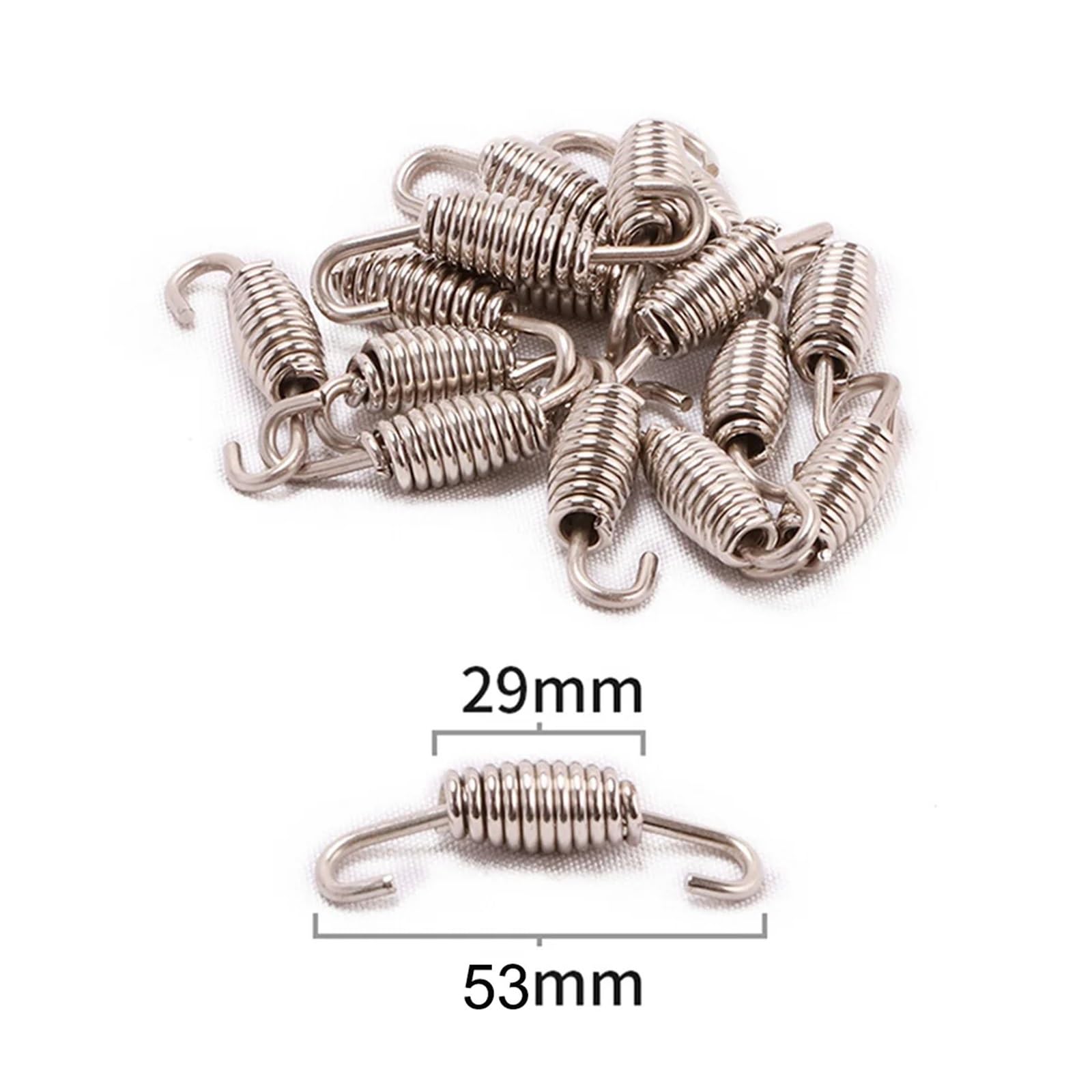 2 stücke Motorrad Auspuff Feder Edelstahl Universal Auspuff Vorne Mitte Link Rohr Drehbare Metall Federn Kit Set(2pcs 53mm) von SAPIIKEF