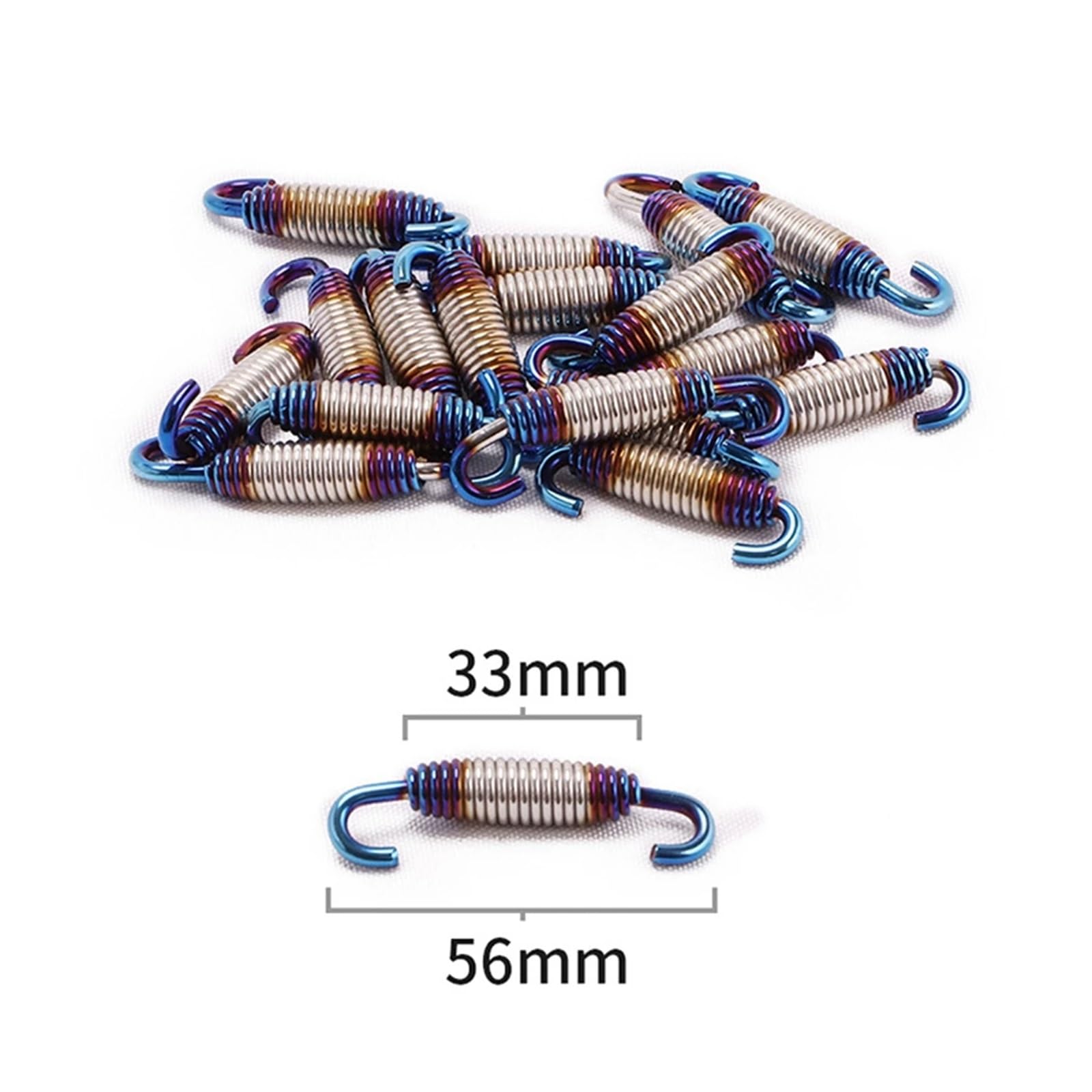2 stücke Motorrad Auspuff Feder Edelstahl Universal Auspuff Vorne Mitte Link Rohr Drehbare Metall Federn Kit Set(2pcs 56mm) von SAPIIKEF