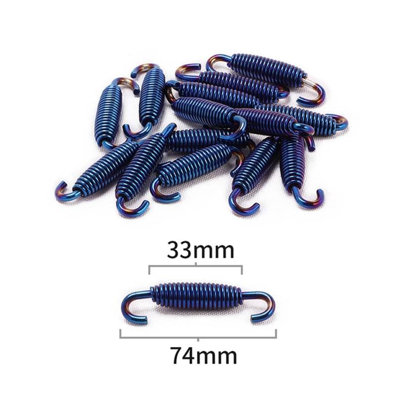 2 stücke Motorrad Auspuff Feder Edelstahl Universal Auspuff Vorne Mitte Link Rohr Drehbare Metall Federn Kit Set(2pcs 74mm) von SAPIIKEF