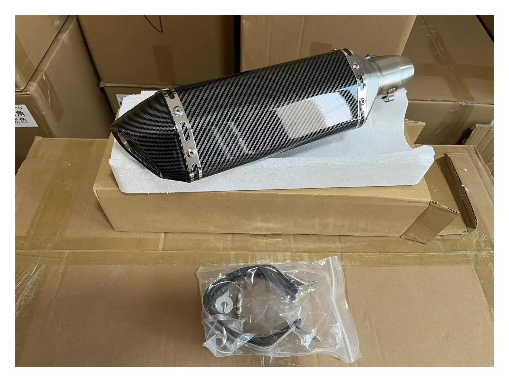 CHmotor Carbon Fiber Motorrad Auspuff Schalldämpfer Rohr 250cc 350cc 600cc Escape Moto Rohr for Nmax Tmax530 Msx125 GSR600(Red) von SAPIIKEF