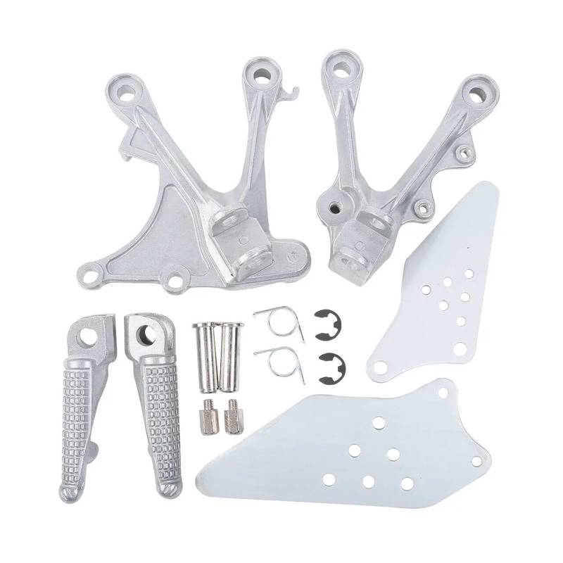 Motorrad Vorder Fahrer Fußrasten Fußrasten Halterung Set for ZX636 2005-2006 ZX6R 2005-2008(Silver) von SAPIIKEF