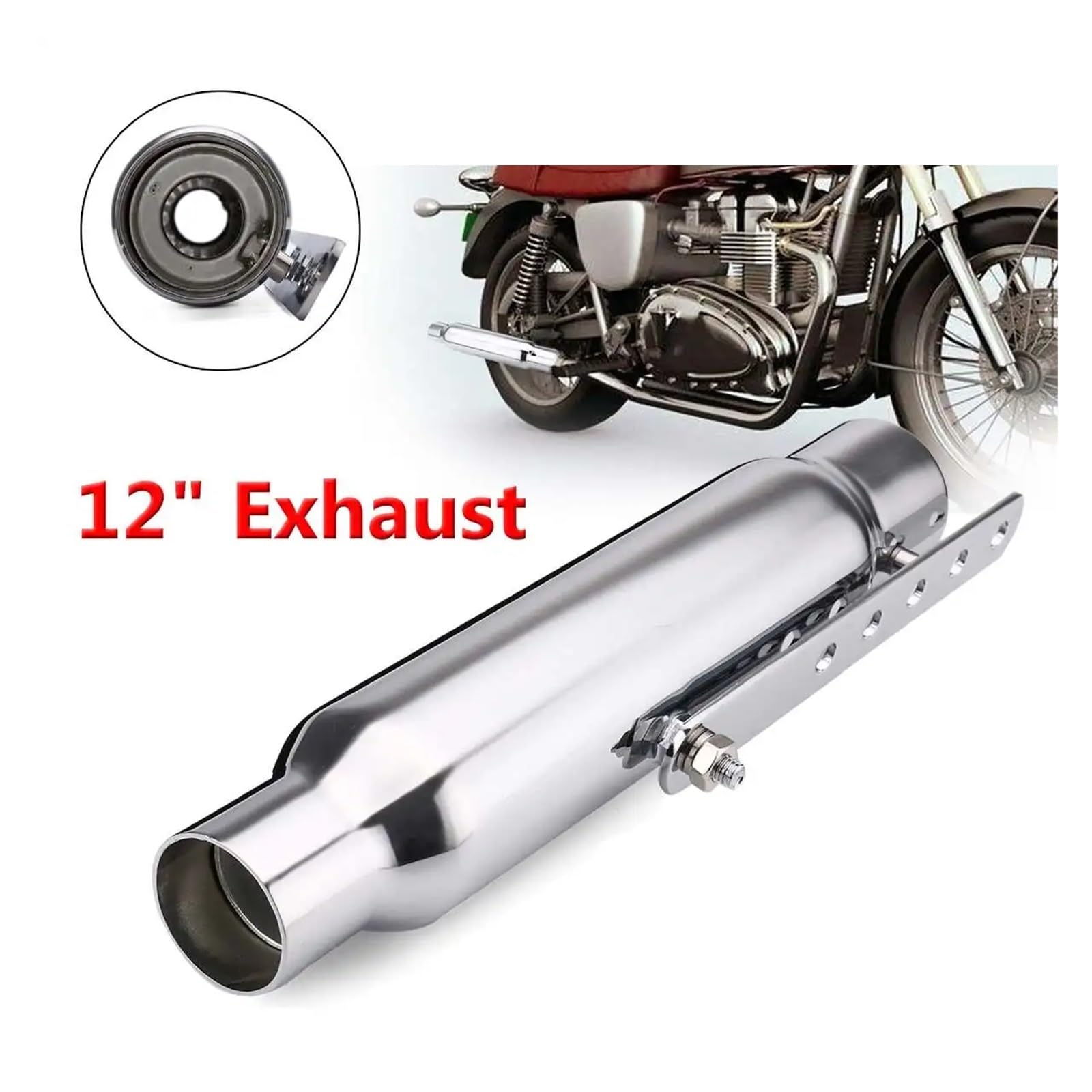 Motorrad Auspuff Schalldämpfer Retro Vintage Klassische Galvanik Escap Moto for Cafe Racer Bobber Chopper Custom(Type A) von SAPIIKEF